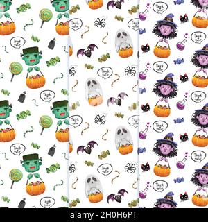 collection aquarelle halloween motif vectoriel illustration Illustration de Vecteur