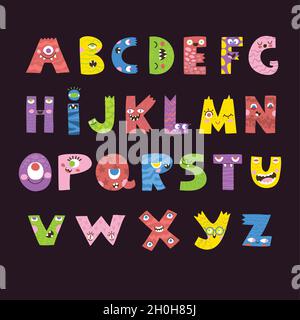 illustration du motif vectoriel de l'alphabet monstre d'halloween Illustration de Vecteur