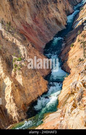 Rivière traversant Sulphur Canyon, Grand Canyon de la rivière Yellowstone, vue depuis le plateau nord, point de vue de Red Rock, parc national de Yellowstone Banque D'Images