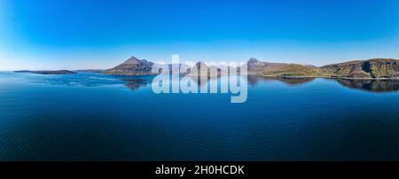 Antenne de la crête noire de Cuillin, île de Skye, Elgol, Écosse, Royaume-Uni Banque D'Images