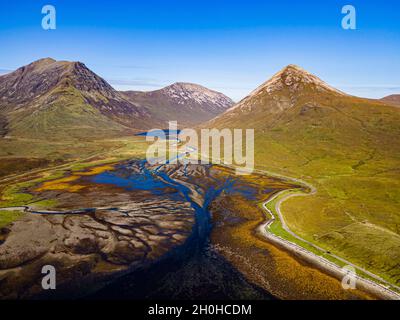 Antenne de la crête noire de Cuillin, île de Skye, Elgol, Écosse, Royaume-Uni Banque D'Images