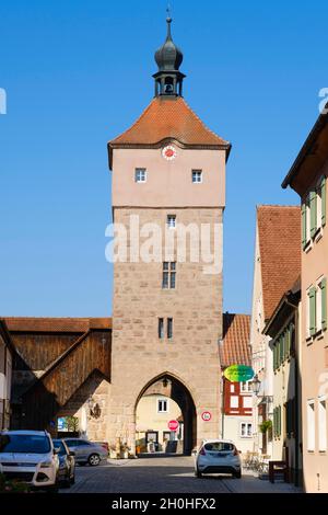 Porte supérieure, porte de ville, Wolframs-Eschenbach, Castle Road, moyenne-Franconie,Bavière, Allemagne Banque D'Images