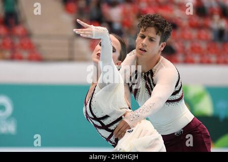 ANA LUISA MONTEIRO WALGODE - PEDRO MONTEIRO WALGODE, Portugal, en couple de danse senior - danse libre aux Championnats du monde de patinage artistique 2021 à l'arène Polideportivo SND, le 09 octobre 2021 à Asuncin, Paraguay.Credit: Raniero Corbelletti/AFLO/Alay Live News Banque D'Images
