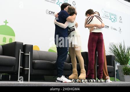 ANA LUISA MONTEIRO WALGODE - PEDRO MONTEIRO WALGODE, Portugal, en couple de danse senior - danse libre aux Championnats du monde de patinage artistique 2021 à l'arène Polideportivo SND, le 09 octobre 2021 à Asuncin, Paraguay.Credit: Raniero Corbelletti/AFLO/Alay Live News Banque D'Images