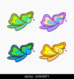 Magnifique illustration de dessin animé à motif papillons Illustration de Vecteur