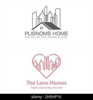 Moderne immobilier ville maison bâtiment logo Illustration de Vecteur