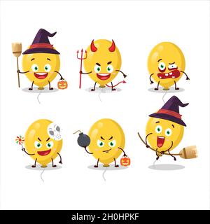 Émoticônes d'expression d'Halloween avec personnage de dessin animé de ballons jaunes.Illustration vectorielle Illustration de Vecteur