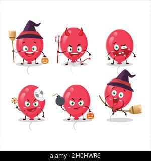 Émoticônes d'expression d'Halloween avec personnage de dessin animé de ballons rouges.Illustration vectorielle Illustration de Vecteur