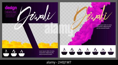 Design Diwali moderne pour les modèles de présentation avec espace pour l'arrière-plan photo.Rapport annuel, brochure, livre, affiche, prospectus,brochure, conception de la couverture. Illustration de Vecteur