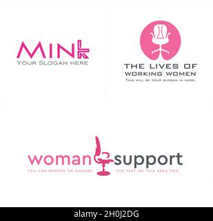 Design moderne du logo de chaise de bureau pour femmes Illustration de Vecteur