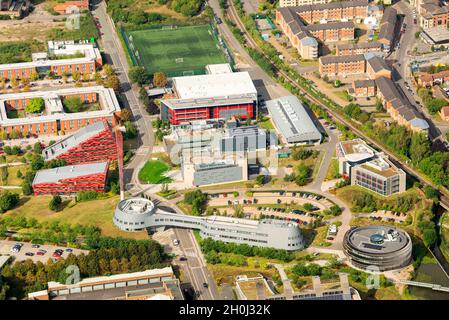 Image aérienne du campus Jubilé de l'Université de Nottingham, dans le Nottinghamshire, Angleterre, Royaume-Uni Banque D'Images