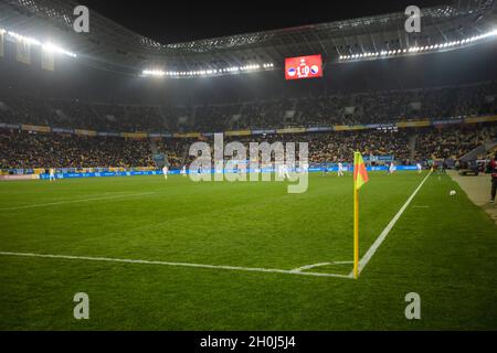 Lviv, Ukraine - 12 octobre 2021 : l'UEFA, qualification de coupe du monde, match de football entre l'Ukraine et la Bosnie-Herzégovine Banque D'Images