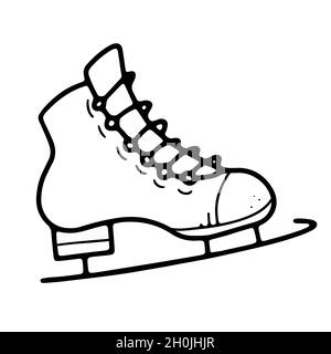 Patins bleus avec patins noirs de style Doodle Illustration de Vecteur