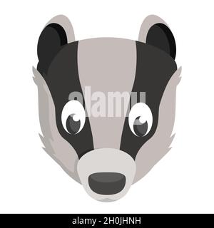 Vue de face du Badger.Tête d'animal de style dessin animé. Illustration de Vecteur
