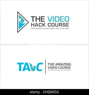Design du logo de mot-symbole de l'œil du cours vidéo d'entreprise industrielle Illustration de Vecteur