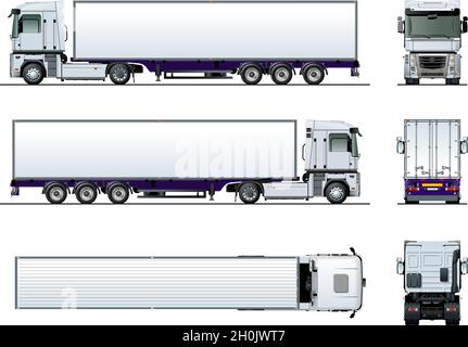 Maquette de camion semi-remorque Vector pour la marque de voitures et la publicité.EPS-10 disponible séparé par des groupes et des calques avec effets de transparence pour Illustration de Vecteur