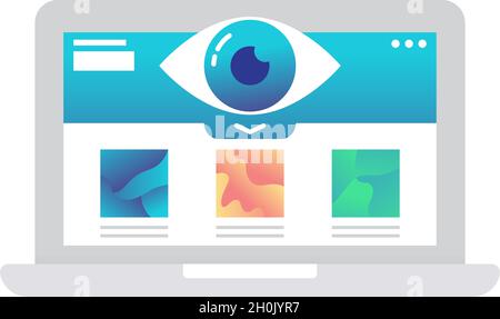 Données visuelles vectorielles de l'icône de visualisation sur l'ordinateur portable Illustration de Vecteur