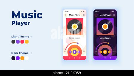 Jeu de modèles vectoriels d'interface pour smartphone de dessin animé de lecteur de musique Illustration de Vecteur