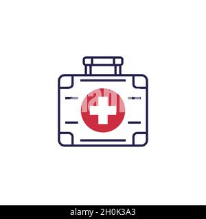 Icône de trousse de premiers soins, vecteur de ligne Illustration de Vecteur
