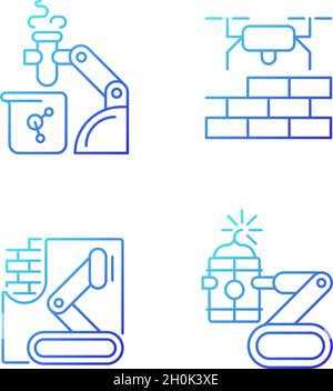 L'automatisation dans différents secteurs d'activité est un ensemble d'icônes de vecteur linéaire de gradient Illustration de Vecteur