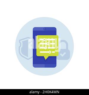 paramètres de sécurité, icône vectorielle plate Illustration de Vecteur