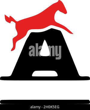 Lettre a et cheval monogramme personnalisé, clip art initial isolé sur fond blanc Illustration de Vecteur