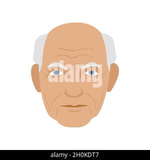 elrderly grand-père gris tête chauve senior visage avatar icône simple plat style illustration vectorielle Illustration de Vecteur