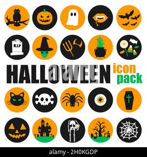 Pack d'icônes vectorielles sur le thème d'Halloween Illustration de Vecteur