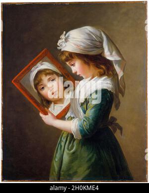 Julie le Brun (1780–1819), regarder dans un miroir, portrait peint par Elisabeth Vigee le Brun, 1787 Banque D'Images