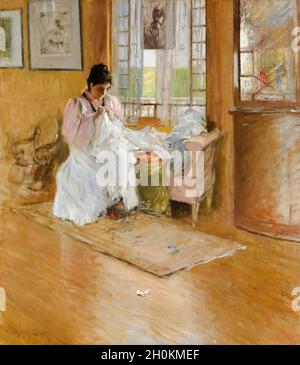 William Merritt Chase, peinture, pour le petit (Alice Chase coudre), vers 1896 Banque D'Images