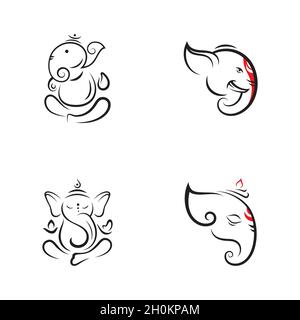 Modèle d'illustration de conception d'icône Ganesha Vector Banque D'Images