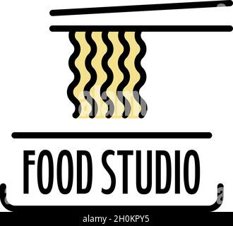 Logo de l'atelier de restauration sur les pâtes.Outline food studio pâtes vecteur logo couleur plat isolé Illustration de Vecteur