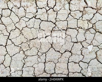 Vue du dessus du sol ou du sol fissuré Banque D'Images