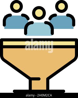 Personnes dans l'icône de l'entonnoir de vente.Décrivez les personnes dans l'entonnoir de vente vecteur icône couleur plat isolé Illustration de Vecteur