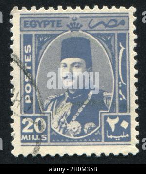 Égypte - circa 1944 : timbres par l'Égypte, montre le roi Farouk, vers 1944. Banque D'Images