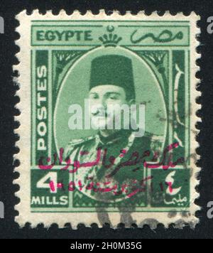 Égypte - circa 1944 : timbres par l'Égypte, montre le roi Farouk, vers 1944. Banque D'Images