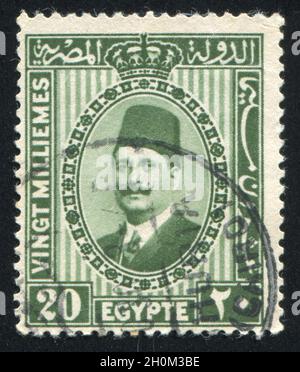 Egypte - VERS 1927 : timbres par l'Égypte, montre le roi Fuad, vers 1927. Banque D'Images