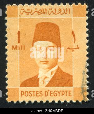 Égypte - circa 1944 : timbres par l'Égypte, montre le roi Farouk, vers 1944. Banque D'Images