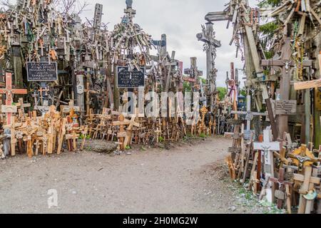 SIAULIAI, LITUANIE - 18 AOÛT 2016 : la colline des croix, lieu de pèlerinage dans le nord de la Lituanie Banque D'Images