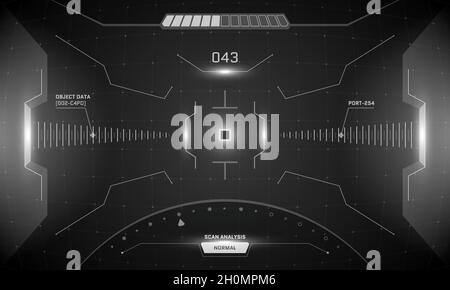 Design d'écran en croix pour interface de jeu HUD VR.Concept futuriste d'affichage tête haute de la vue de la réalité virtuelle de science-fiction.Résumé interface graphique interface graphique interface utilisateur technologie numérique panneau du tableau de bord du centre de contrôle.EPS Illustration de Vecteur