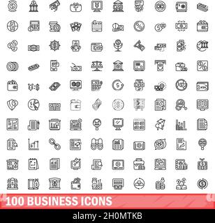 ensemble de 100 icônes professionnelles. Illustration de 100 icônes professionnelles ensemble de vecteurs isolé sur fond blanc Illustration de Vecteur