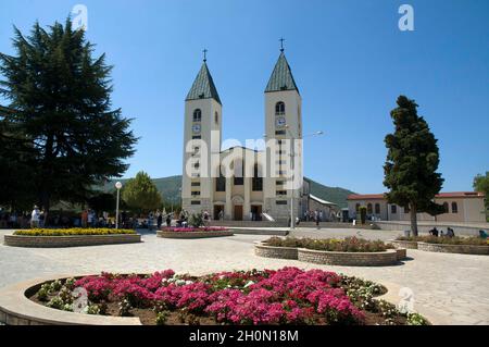 Lieu de pèlerinage catholique, le sanctuaire de notre-Dame de Medjugorje - Église Saint-Jacques, Međugorje, Bosnie-Herzégovine Banque D'Images