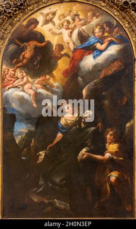 ROME, ITALIE - 28 AOÛT 2021 : la peinture de la stigmatisation de Saint François d'Assise dans l'église Chiesa San Paolo alla Regola de Michele Rocca Banque D'Images