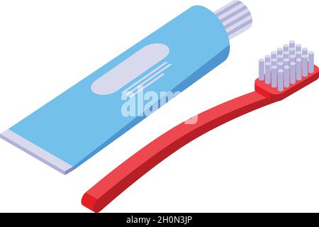 Dentifrice icône de brosse à dents vecteur isométrique.Brosse à dents.Tube dentaire Illustration de Vecteur