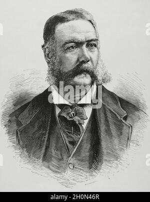 Chester A. Arthur (Chester Alan Arthur) (1829-1886).Politicien américain.Il a été le 21e président des États-Unis (1881-1885).Portrait.Engrav Banque D'Images