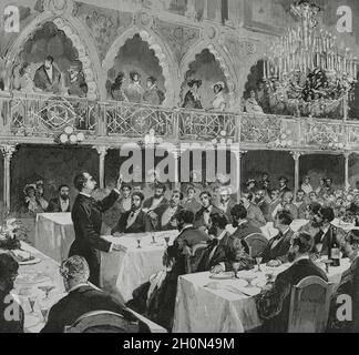 Segismundo Moret y Prendergast (1838-1913).Politicien espagnol.Espagne, Madrid.Banquet du Partido Democrático-Monárquico au Théâtre de la Alha Banque D'Images