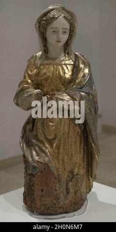 La Vierge Marie. Artiste napolitain inconnu. xviie siècle. Sculpture polychrome. Musée national des Beaux-Arts. Valletta. Malte. Banque D'Images