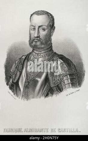 Fadrique Enriquez de Velasco (1465-1538).Seigneur de Médina de Riosoco, 4ème amiral de Castille.Portrait.Illustration par LERE.Lithographie.Cronica Gen Banque D'Images