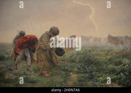 Orage, par Jozef Chelmonski (1849-1914) en 1896.Peintre polonais.Huile sur toile.Galerie d'art polonaise du XIXe siècle (Musée Sukiennice).National Mu Banque D'Images