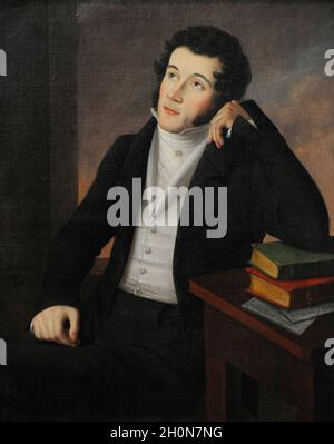 Adam Mickiewicz de Poraj (1798-1855).Poète polonais.Portrait de Jozef Oleszkiewicz (1777-1830), 1828.Galerie d'art polonaise du XIXe siècle (Sukiennice Museu Banque D'Images